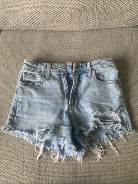 Light Blue Distressed Denim Cutoff Shorts - Women's Casual Summer Style